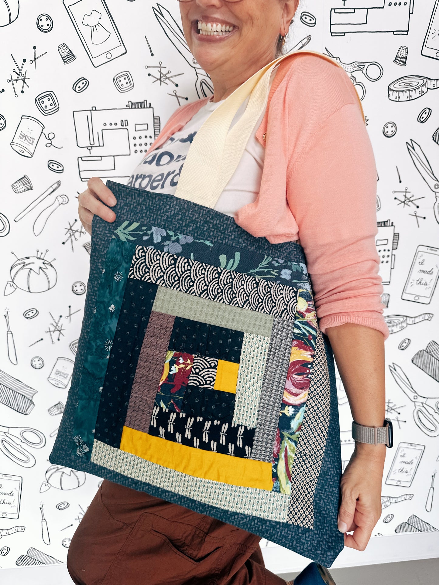 Beginner - Piecing and Patchwork - Log Cabin Tote