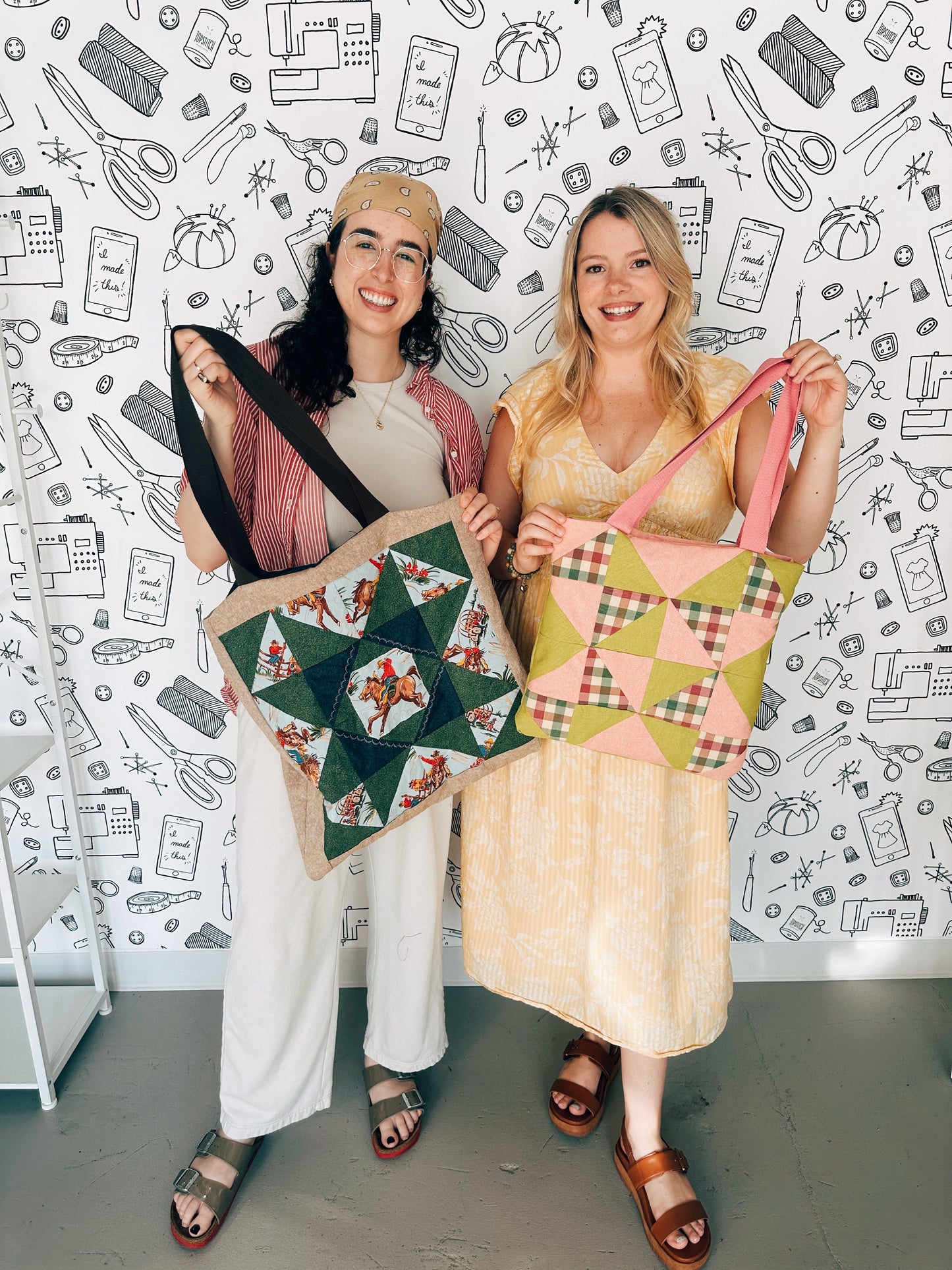 Beginner - Piecing and Patchwork - Half Square Triangle Tote