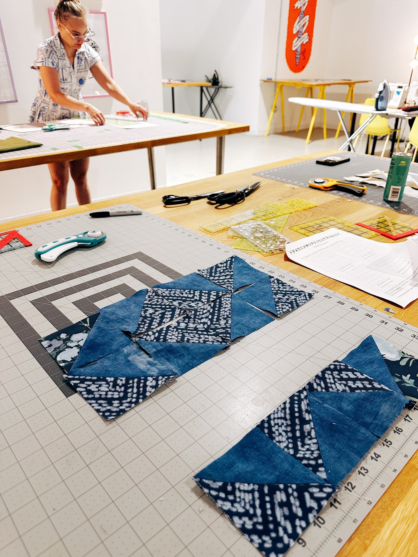 Beginner - Piecing and Patchwork - Half Square Triangle Tote