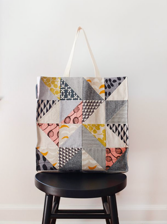 Beginner - Piecing and Patchwork - Half Square Triangle Tote